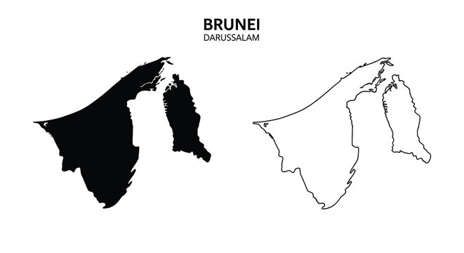 A visual representation of brunei darussalam s map showcasing both filled and outline versions high quality