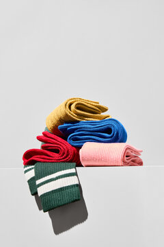 Colorful socks displayed on a table
