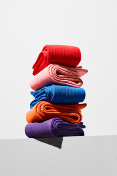 Colorful socks in a still-life arrangement