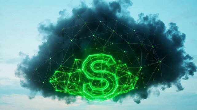 Cloud network connections symbolizing ecological sustainability and green energy