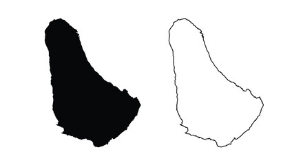 Barbados island outline shown in contrasting black and white representing geographical form high quality professional detailed © RMvectors02