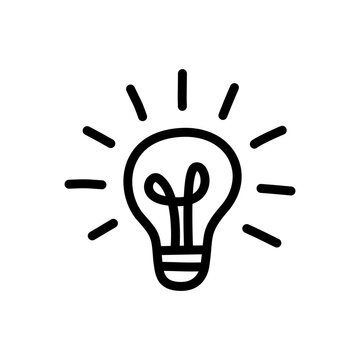 Light bulb line icon. Lamp icon for idea and inspiration symbol with doodle design style
