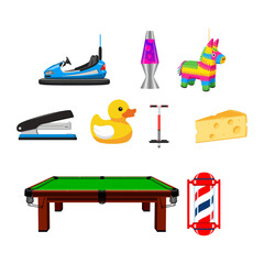 Obraz premium Collection of fun and recreational objects for entertainment and play