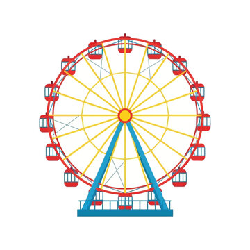Iconic Ferris Wheel Ride on White Background Amusement Park Attraction