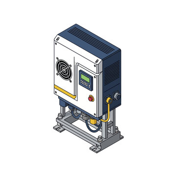 Industrial Variable Frequency Drive Unit with Cooling Fan and Digital Display.