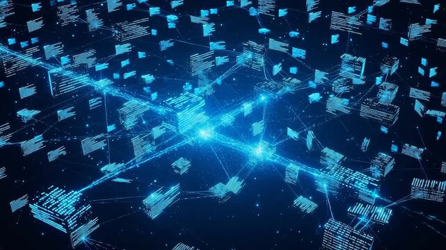 Digital network with glowing code for engaging brand promotion and marketing