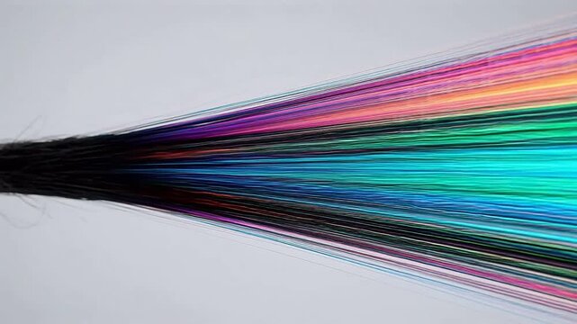 Colorful strands radiating from black base emphasizing speed, motion, and dynamic energy