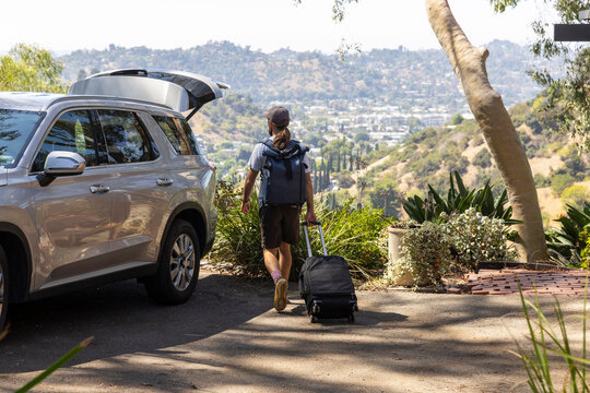 Road Trip  man  rolling luggage  travel