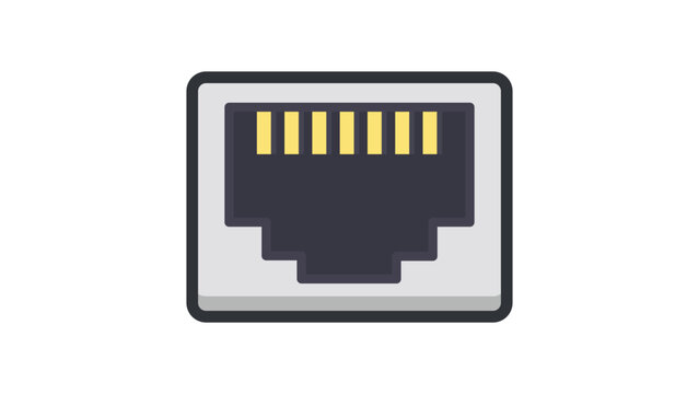 Ethernet Port Vector Icon Illustration for Networking and Internet Connectivity. This Modern Flat Design Features an RJ45 Jack with an Editable Stroke, Ideal for Technology and Hardware Projects.