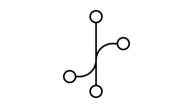 Git Branch Minimalist Black Line Vector Icon on a White Background Representing Version Control and Branching Logic, Editable Stroke Illustration for Software Development and Coding Projects.
