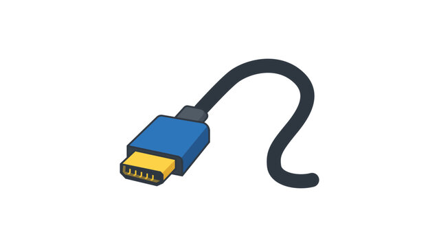 Modern Flat HDMI Cable Vector Icon with Editable Stroke. High-definition multimedia interface connector illustration for technology, video, and audio hardware design on white background. Scalable.