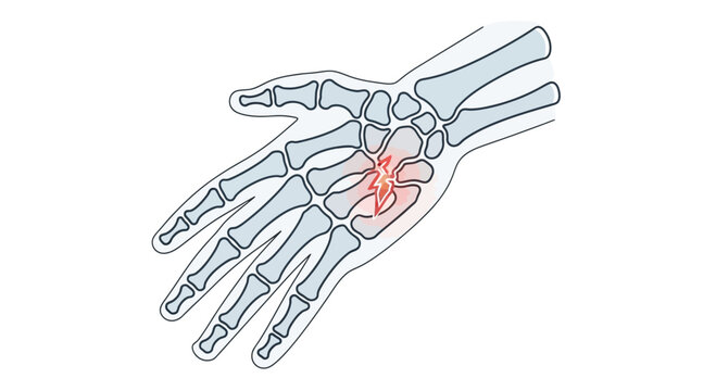 Hand Bone Fracture Illustration: Scaphoid Bone Injury, Pain, Medical Concept