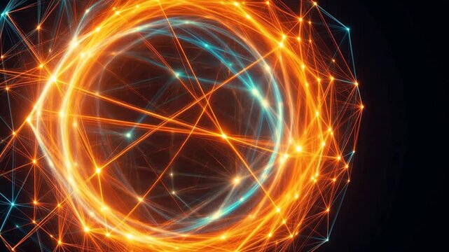 Abstract glowing network pattern emphasizing precision, focus, and dedication