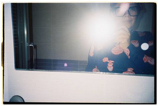 Selfie in Bathroom Mirror Flash