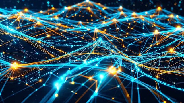 Abstract network of glowing lines and dots emphasizing health, wellness, and vitality