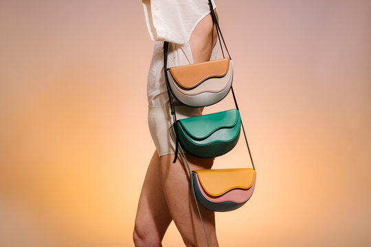 Colorful Crescent Handbags On Model