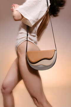 Chic Crossbody Bag With Tan Leather