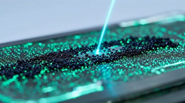 Laser interaction with granular material emphasizing industrial strength and manufacturing