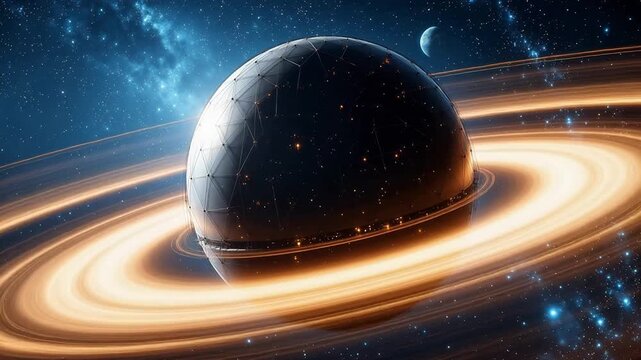 Artistic depiction of a planet with rings symbolizing trust, reliability, and security