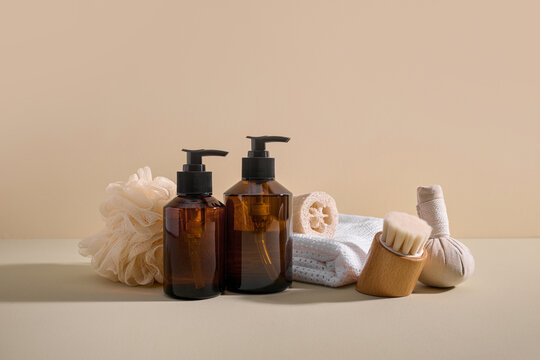 Spa essentials arranged on a neutral surface, promoting relaxation