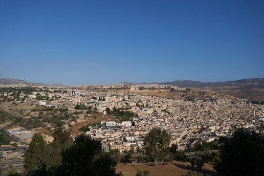 View of Fes city in Morocco from a hillside viewpoint