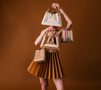 Geometric Color Block Bags Fashion Portrait