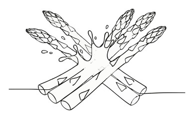 Naklejka premium Minimalist continuous line art grilled asparagus ico.... Generative AI