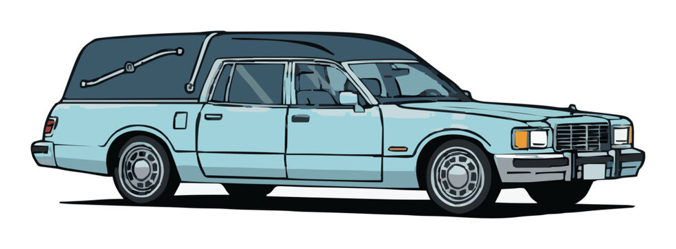 Cyberpunk hearse car glowing perspective vector illu.... Generative AI