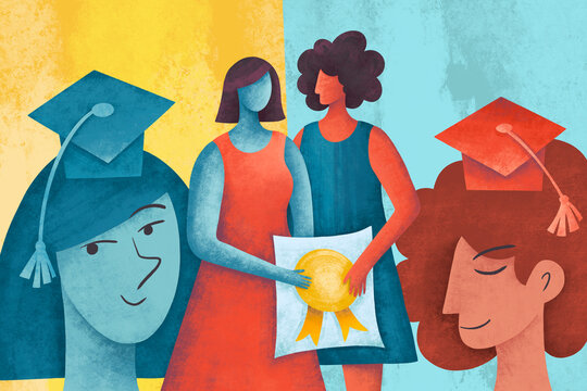 Graduation celebration with friends sharing achievements together