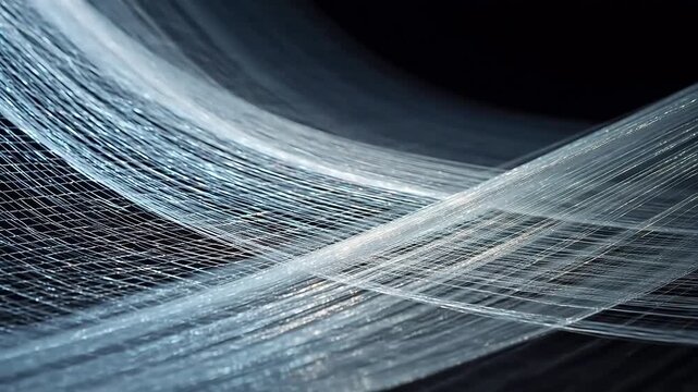 Abstract web of glowing threads emphasizing advanced technology and cyber security