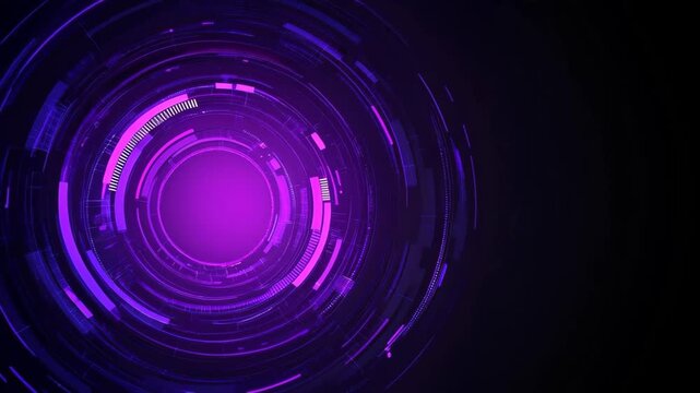 Futuristic digital interface design : A captivating digital abstract featuring luminous concentric circles and glowing geometric forms set against a deep black backdrop.