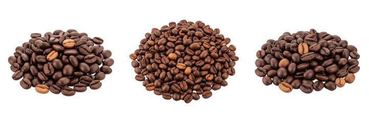 Fototapeta premium Set of Roasted Coffee Beans Isolated on Transparent Background PNG