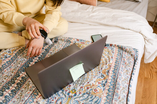 Working Laptop Cozy Bedroom 
