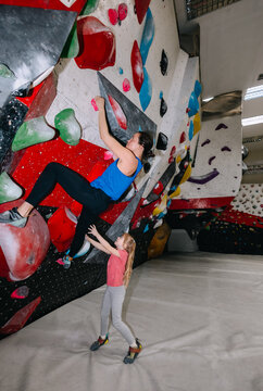Mother and daughter Rock Climbing