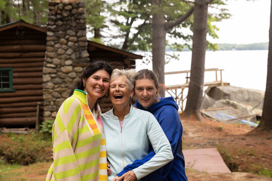 Happy Senior woman portrait with her granddaughters 