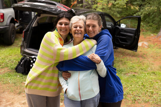 Senior woman portrait with her granddaughters 