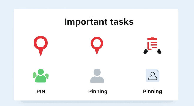 Important Tasks Concept with Pin and User Icons