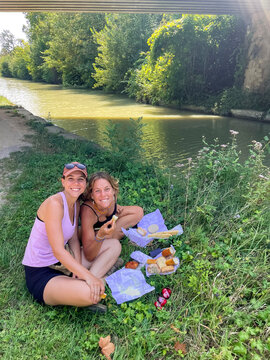 Sisters Picnic by Canal