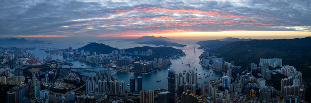Tsuen Wan and Tsing Yi Sunset Hong Kong