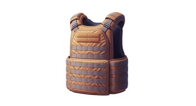 Robust Stylized Ballistic Plate Carrier Vest for Tactical Defense Operations on White