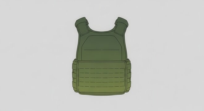 Modern military tactical vest illustration for security forces protection and defense equipment
