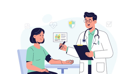 Fototapeta premium Doctor checking patient's blood pressure, medical examination, healthcare concept