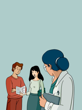 Doctor discussing medical information with patients