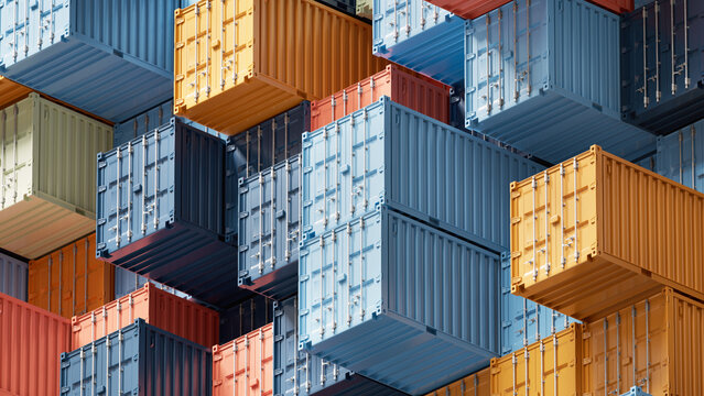 Stacked Shipping Containers Forming a Dense Pattern