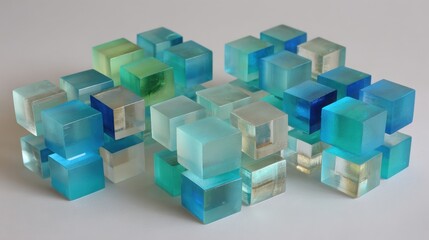 Obraz premium Translucent Geometric Cubes in Abstract Arrangement