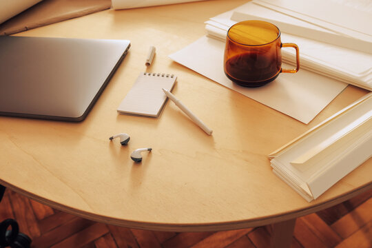 Messy office working desk