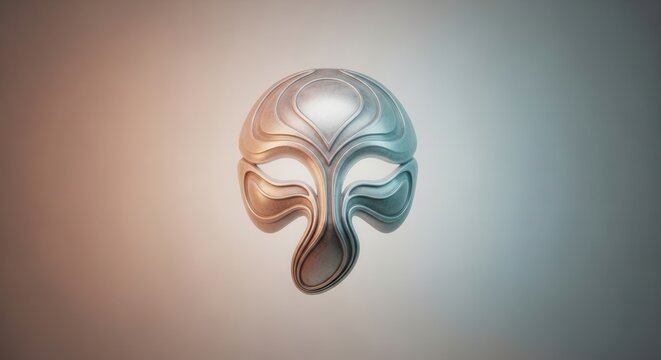 Abstract metallic form showcasing dual color interplay and smooth flowing organic contours