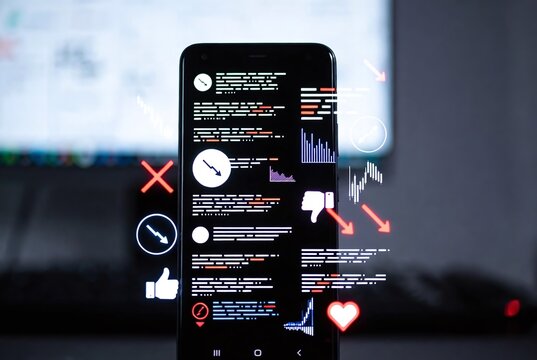 Smartphone User Interface Showcasing Social Media Notifications and Feedback Icons on Black Background - Digital Communication and Online Activity Insights