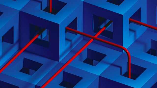 Abstract geometric background shows technological connections in blue