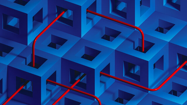 Abstract geometric background shows technological connections in blue